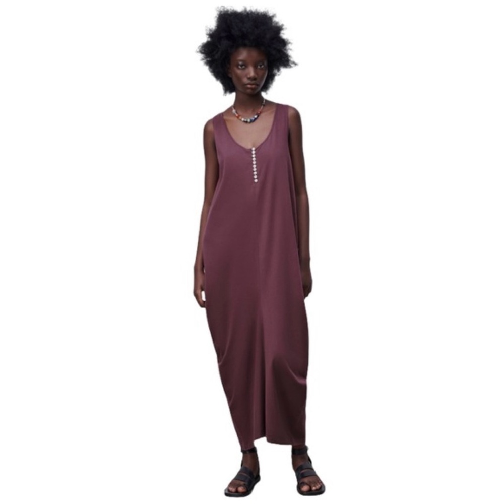 Zara Red Long Sleeve Sundress with Scoop Neck